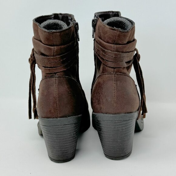 BOC Womens Brown Vegan Leather Tassel Accent Side Zip Heeled Booties Size 8.5 - Picture 5 of 15